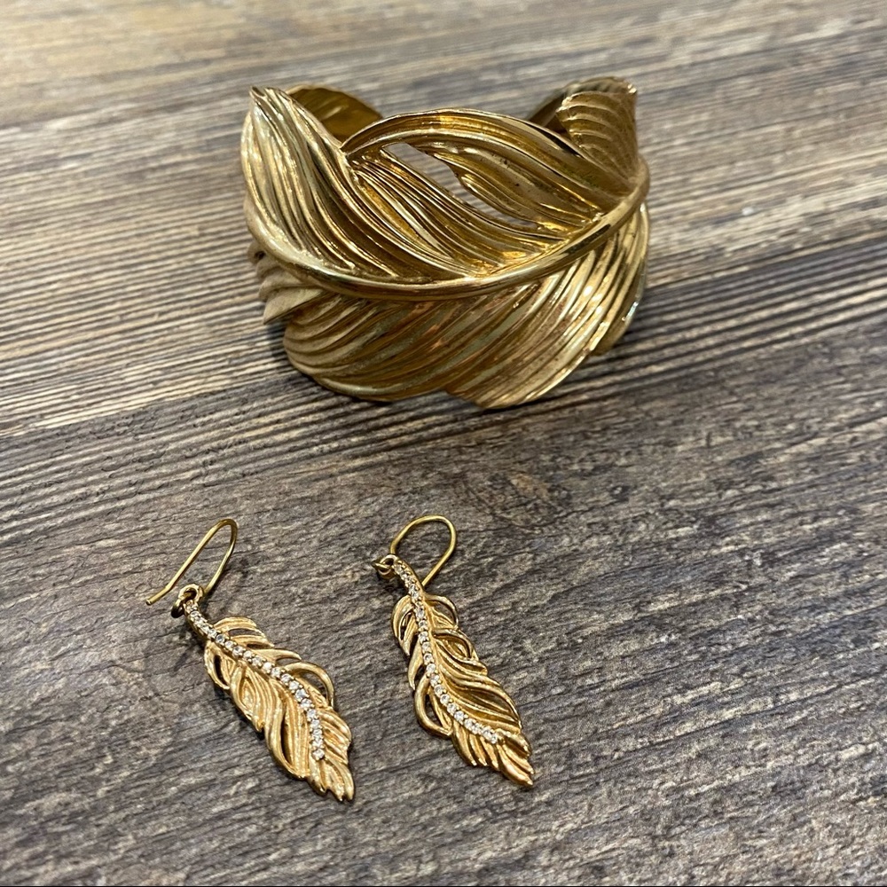 COPY - Secret Garden Feather Cuff & Feather Earrings